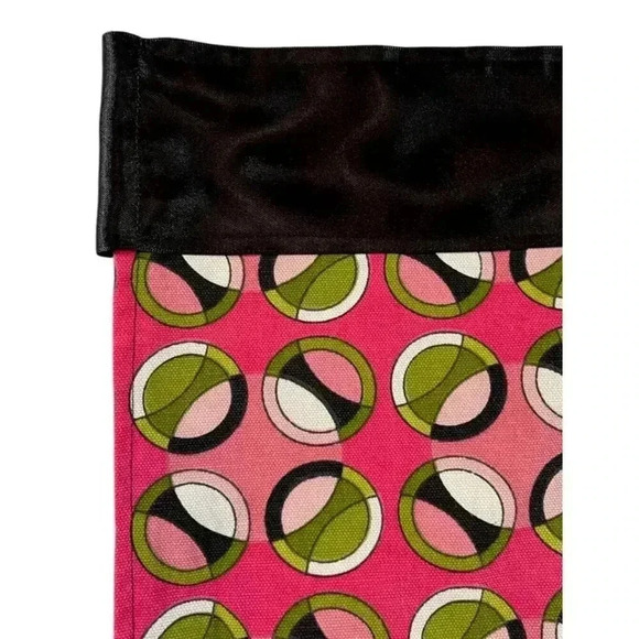 Handmade Pink Retro Print Half Apron with Black Ribbon Tie - Picture 5 of 7